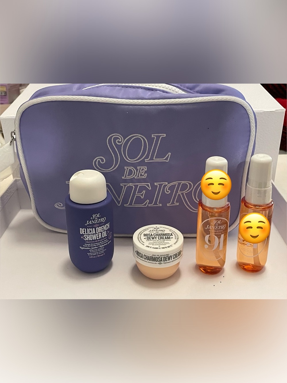 Sol de Janeiro Purple Pouch, Cream & Body wash & Empty Bottles 5 Pieces NEW